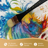 Silver Atelier™ Oval Mottler Paintbrush | Extra Long Handle | 5403